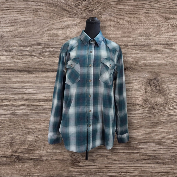 Wrangler Men's Green Plaid Shirt Size L - Picture 1 of 8